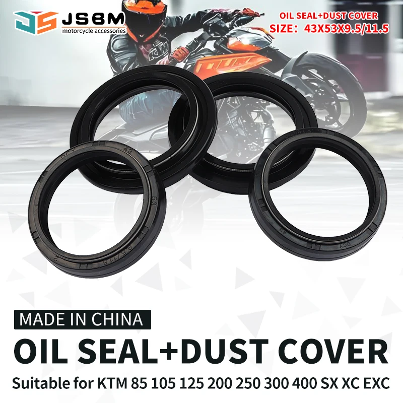 

JSBM 43X53X9.5 Front Fork Oil Seal Dust Cover For KTM 125 200 390 Duke RC390 RC XC SX EXC 85 125 200 250 300 380 400 Freeride