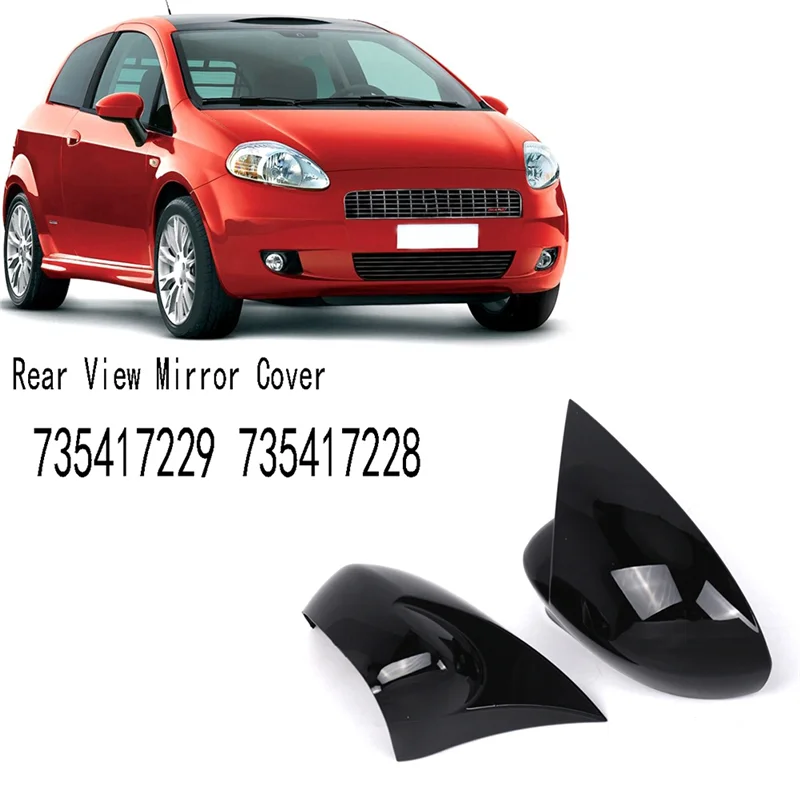 

For Fiat Grande Punto 2005-2018 Side Wing Mirror Cover Caps Ox Horn Style 735417229 735417228