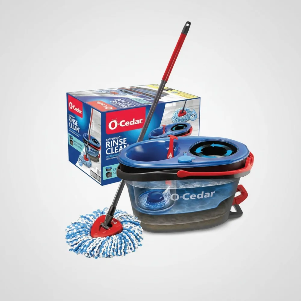

RinseClean Spin Mop & Bucket System | Clean Floors with Fresh Water | Removes 99% Bacteria for Home Use