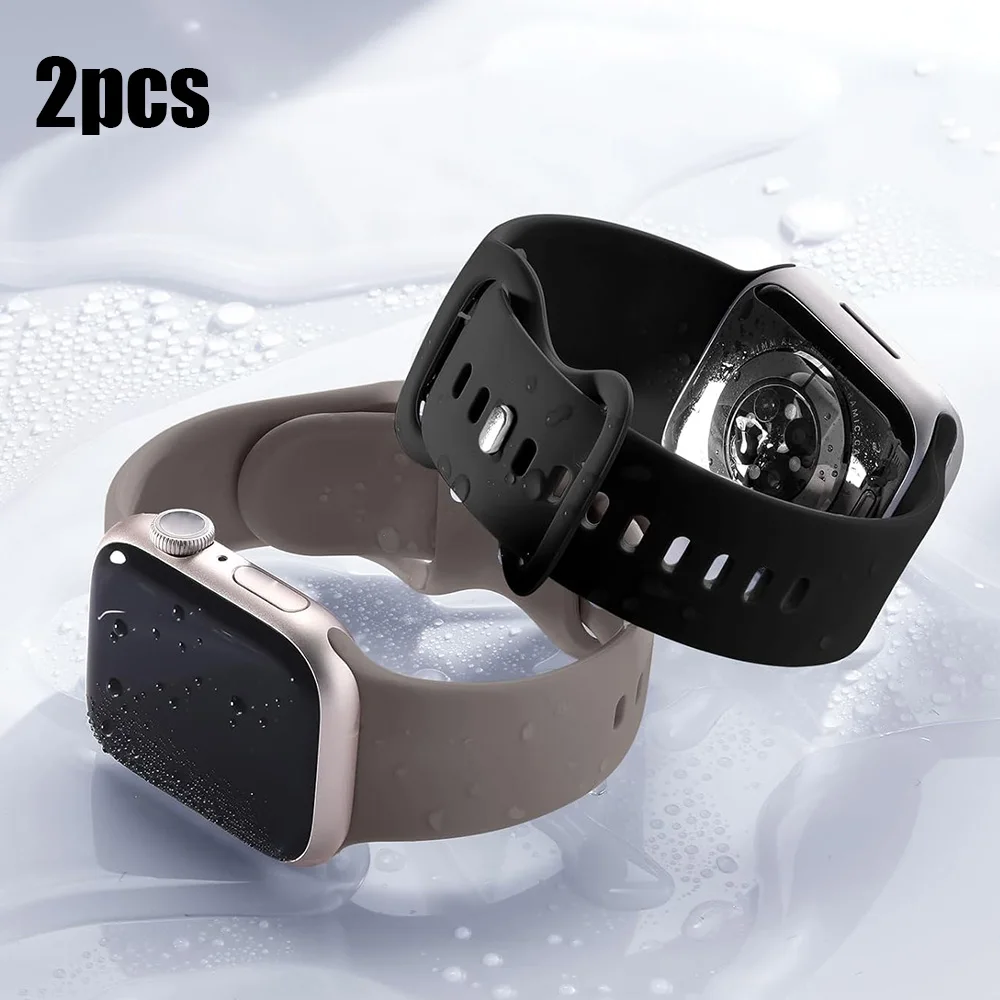 2pcs Silicone Straps For Apple Watch Band 46mm/40mm 45mm 41mm/42mm-44mm sport bracelet series 8 7 se 3 4 5 6 9 10 ultra 2 49mm