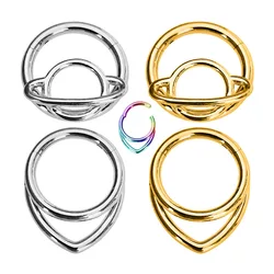 Clouds Universe Moon Waterdrop Helix Septum Piercing Segment Clicker Rings Daith Conch Hoop Earring 316L Surgical Steel 16G