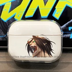 Funda transparente Anime Attack on Titan para Airpods Pro 3 2 1 Shingeki No Kyojin Levi Eren Yeager Airpod, fundas de TPU para auriculares