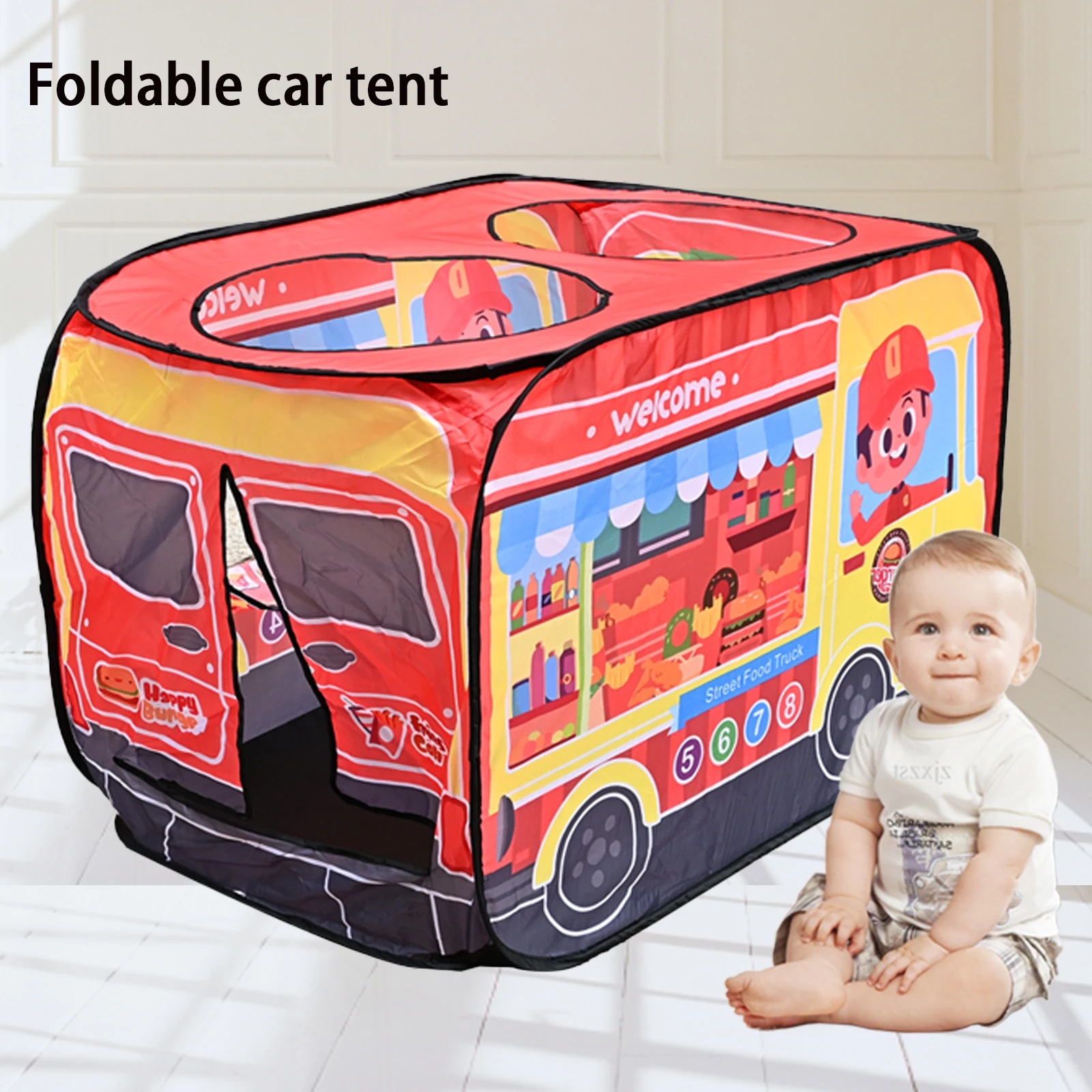 Giocattoli per la casa da gioco per bambini Tenda per hamburger da interni Maschio e femmina Interazione genitore-figlio Casa da gioco per auto Piccola casa pieghevole