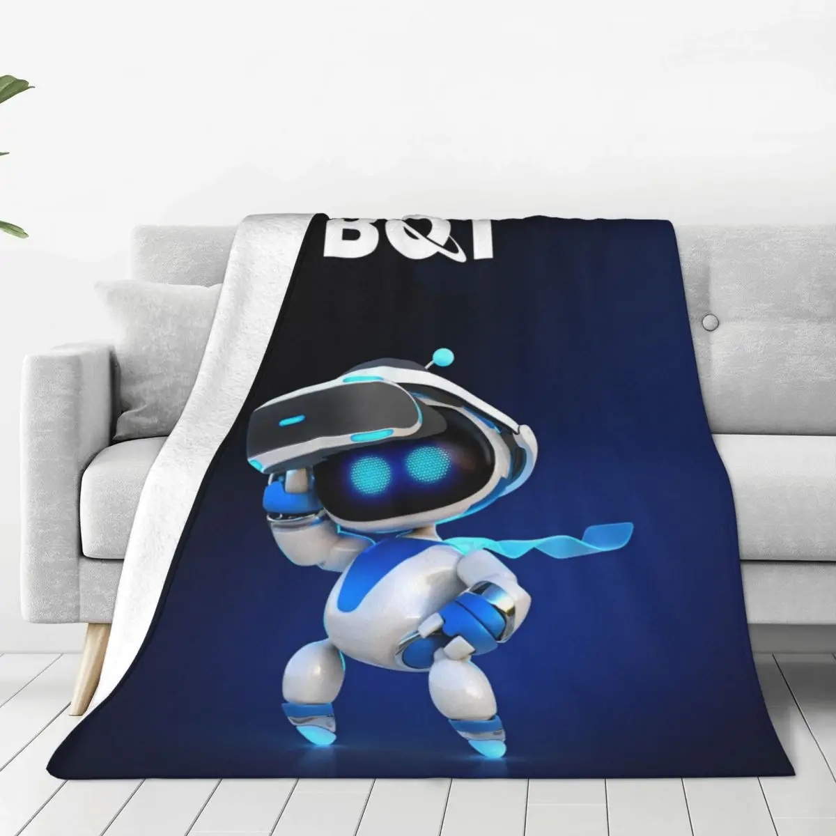 A-ASTRO-BOT-Ps4 Switch Cartoon Flannel Blankets Robot Game Warm Bedding Throws for Home Decor Travel Office Bedspread Bed Cover