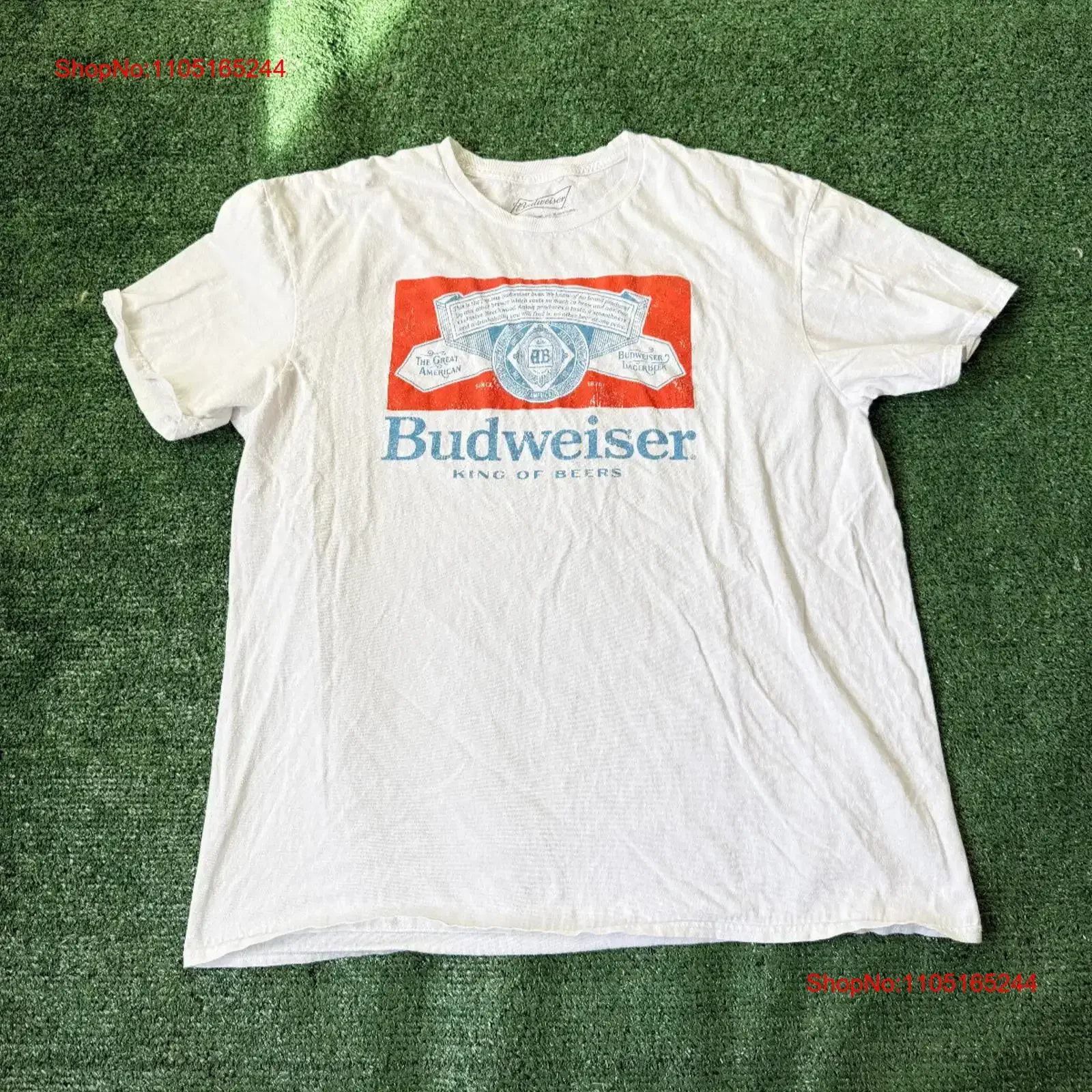 Budweiser King of Beers camiseta estilo Retro hechizo blanco rojo adulto XL vintage lavado cómodo homme ropa de diseñador