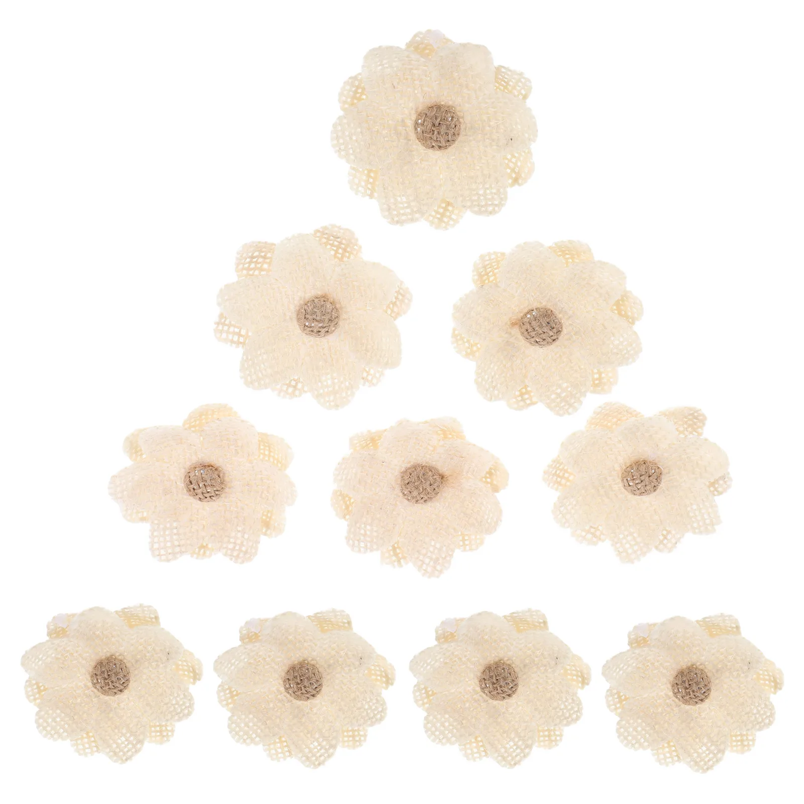 

10pcs Handmade Burlap Decorative Flowers Rustic Linen Craft Wedding Christmas DIY Fabric Floral Sew On Party Decoration