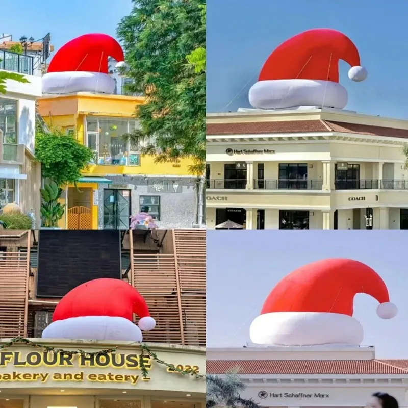 

2m Inflatable Christmas Hat Air Model, Shopping Mall Christmas Light Arch Model Decoration, Festival Roof Props, Garden Party