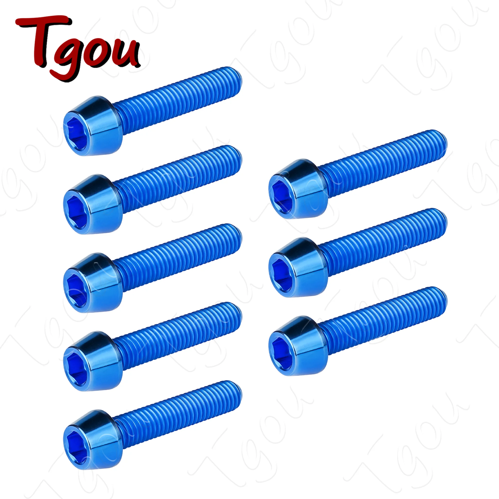 Tgou Titanium Bolt M6x10/16/18/20/25/30/35/40/45/50/55/60/65mm Inner Hex Screw for Bicycle 8pcs