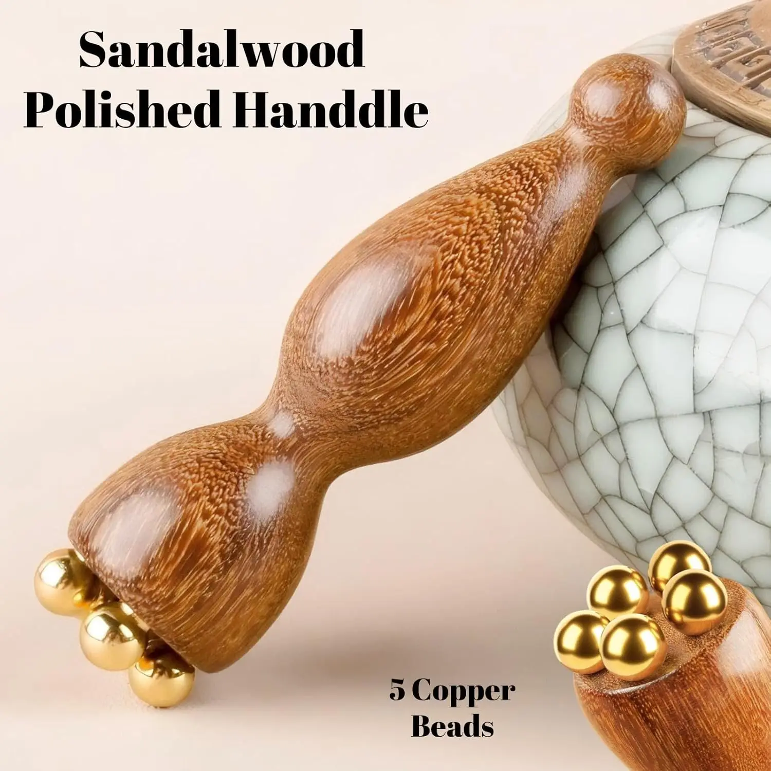 أداة تدليك الوجه الصغيرة لتدليك العين، مقبض فرشاة ميريديان للوجه والعيون، خرز تدليك النحاس، أداة سبا غوا شا #2