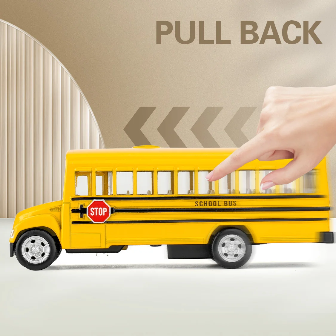 RMZ CITY 1:36 Carro de brinquedo de ônibus escolar amarelo fundido - Veículo pull-back para meninos e meninas, presente infantil, modelo de carro colecionável