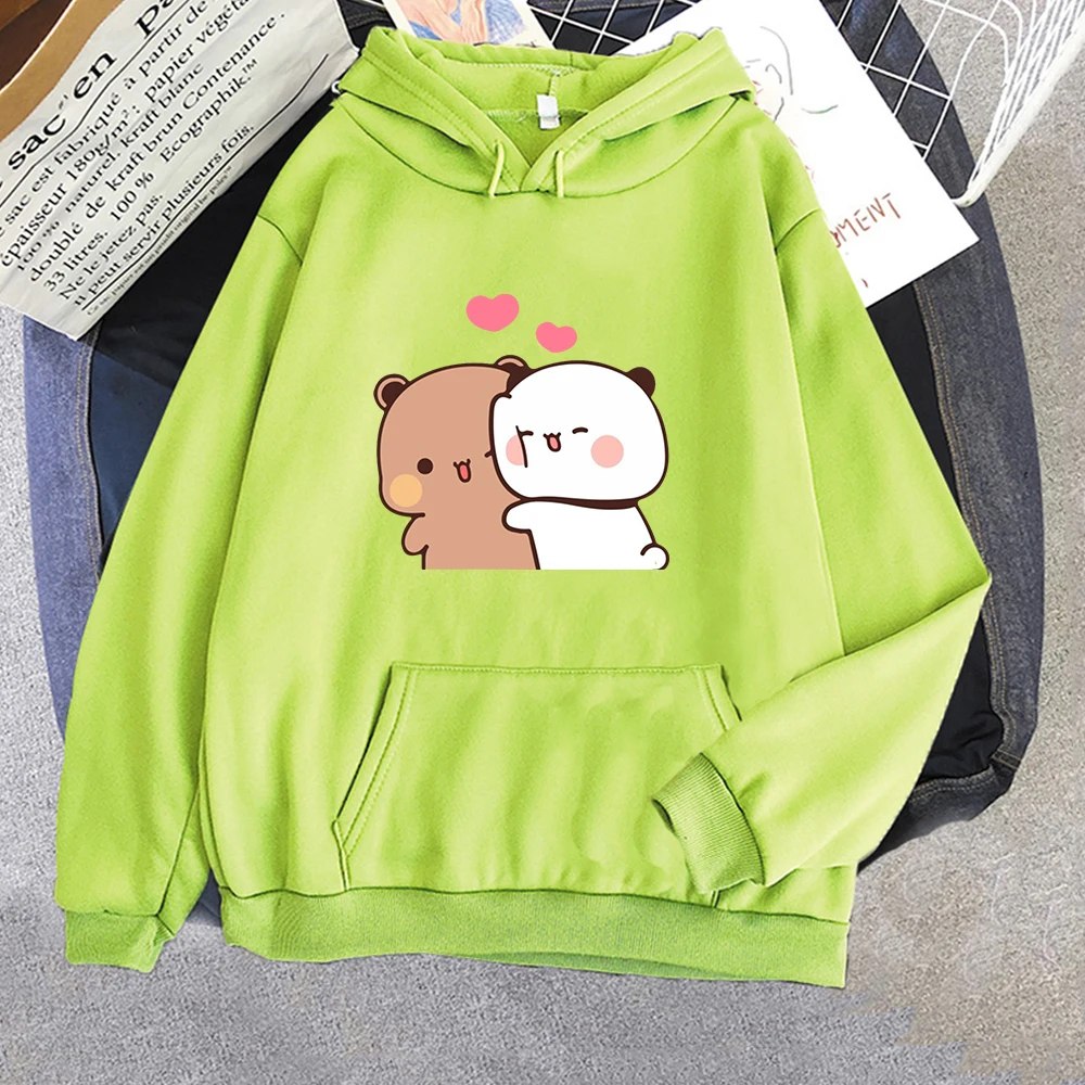 Sudadera con capucha de dibujos animados de oso Panda, Bubu y Dudu, Tops con estampado Kawaii, Harajuku, Ullzang, cuello redondo, Harajuku, Unisex