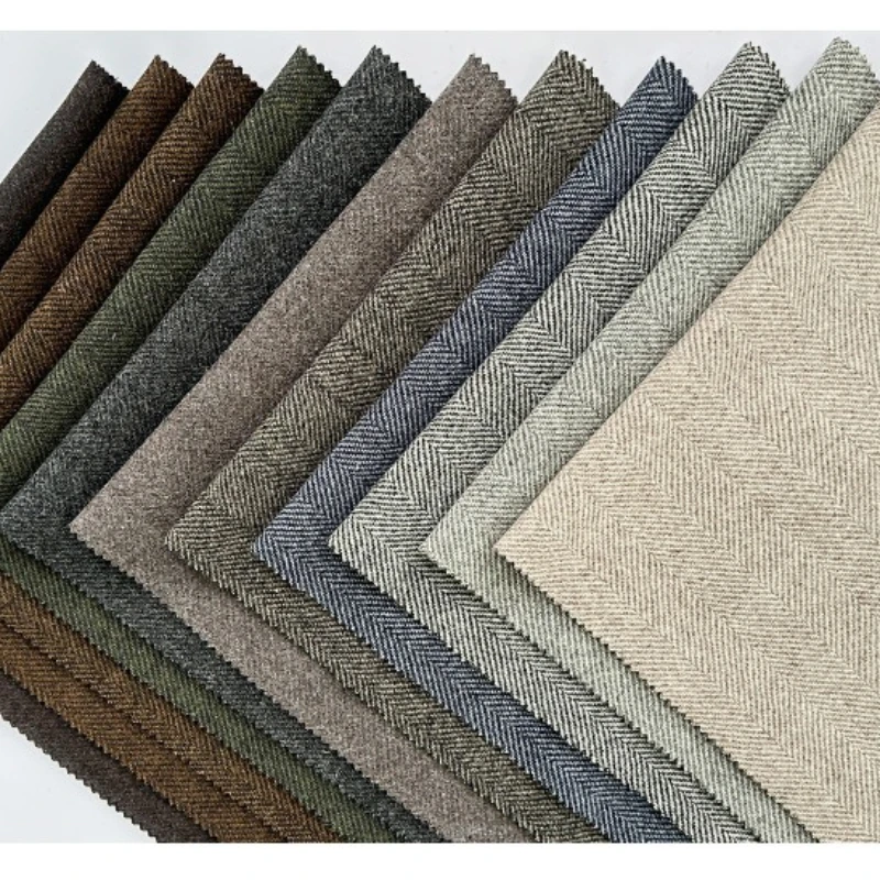Winter 100% Australian Wool Herringbone Fabrics Single-Sided Fishbone Jacquard Pure Wool Tweed Fabric for Vests Jackets Suits