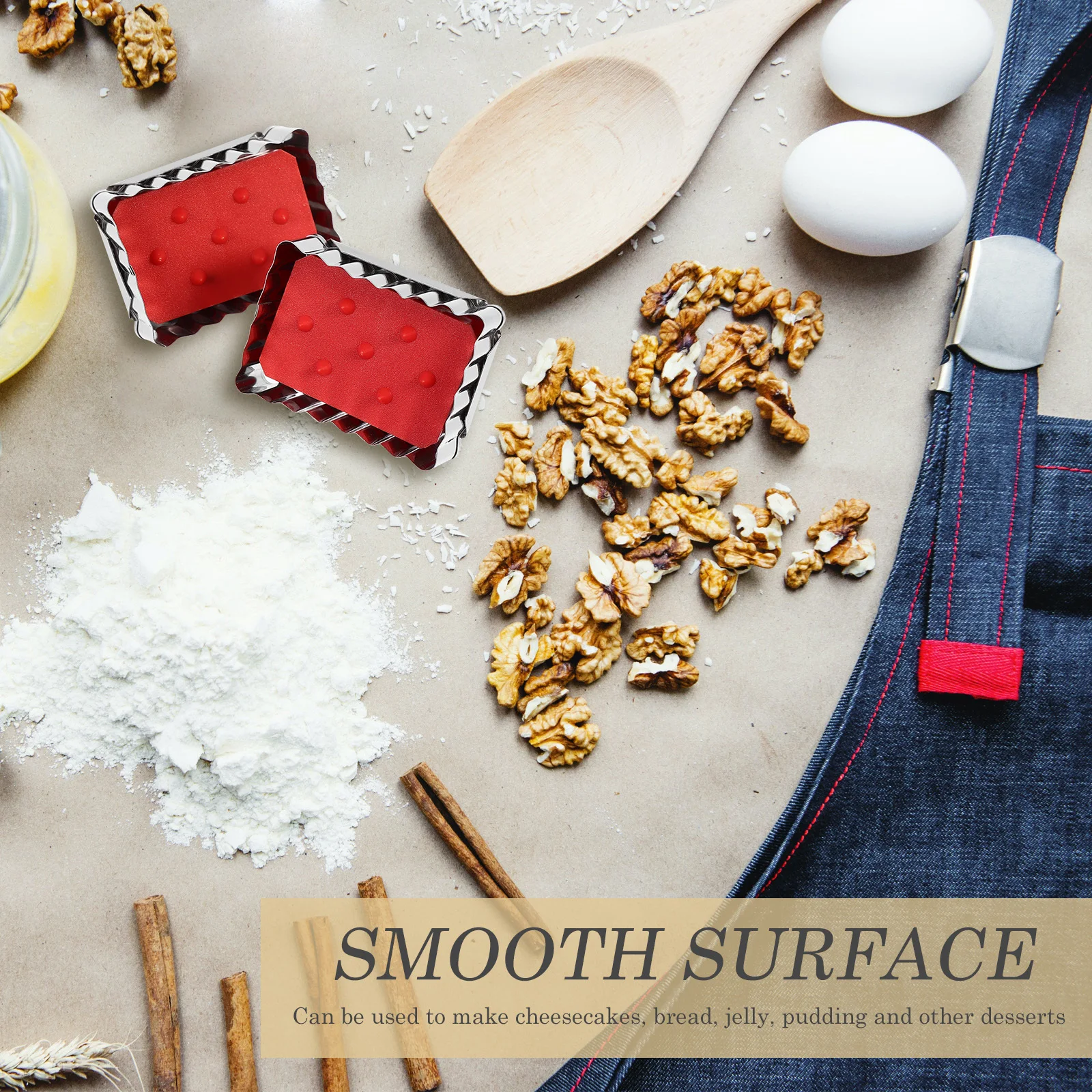 

2pcs Square Cake Molds Stainless Steel Push Type Baking Pan For Cheesecake Bread Pudding Dessert Non-Stick Baking Mold Kitchen