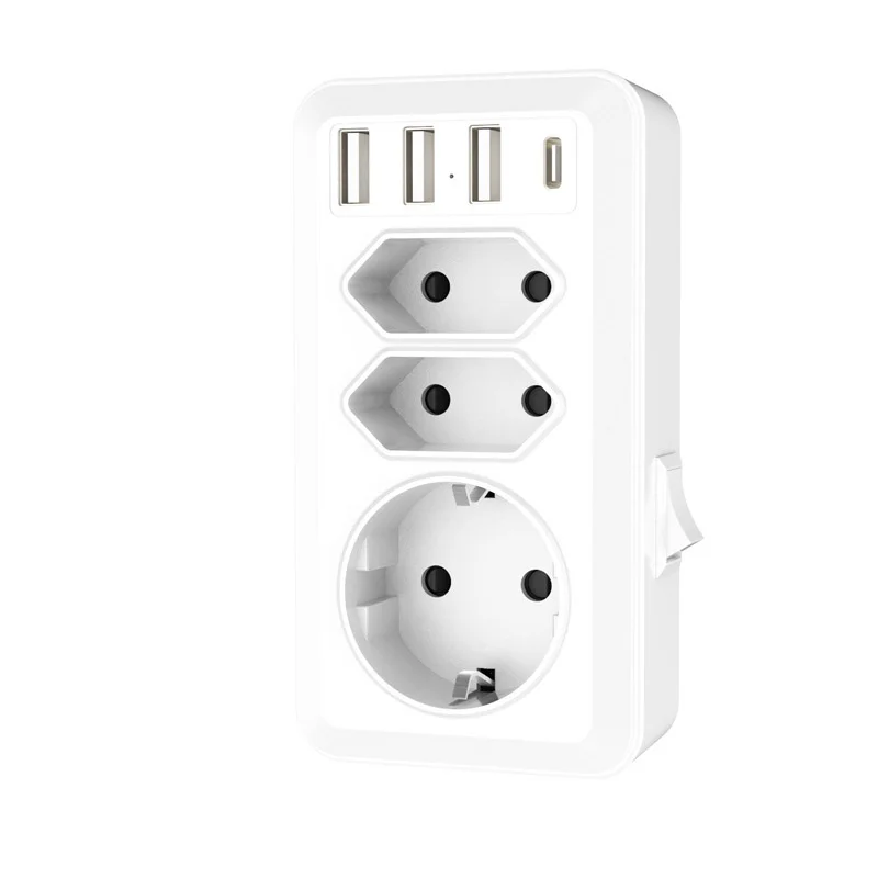 EU Electrical Socket Standard Plug Adapter USB Ports ON/OFF Switch 16A 250V France German Korea Plug Wireless Extension Socket