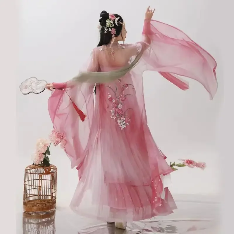 Red Pink Hanfu Costume Vintage Elegant princess Robe 2025 Chinese Traditional Cosplay Costume Tang Dynasty Stage Dance Dress