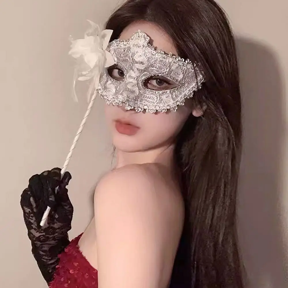 Máscaras Venecianas de Mano para Fiestas, Carnaval, Disfraces, Máscara Translúcida de Media Cara con Varilla para Sostenerla