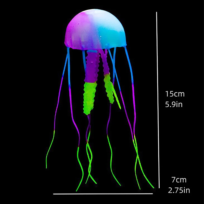 1PC DIY Accessories Glowing Silicone Fake Jellyfish Artificial Ornaments For Aquarium Fish Tanks Landscaping Decoration