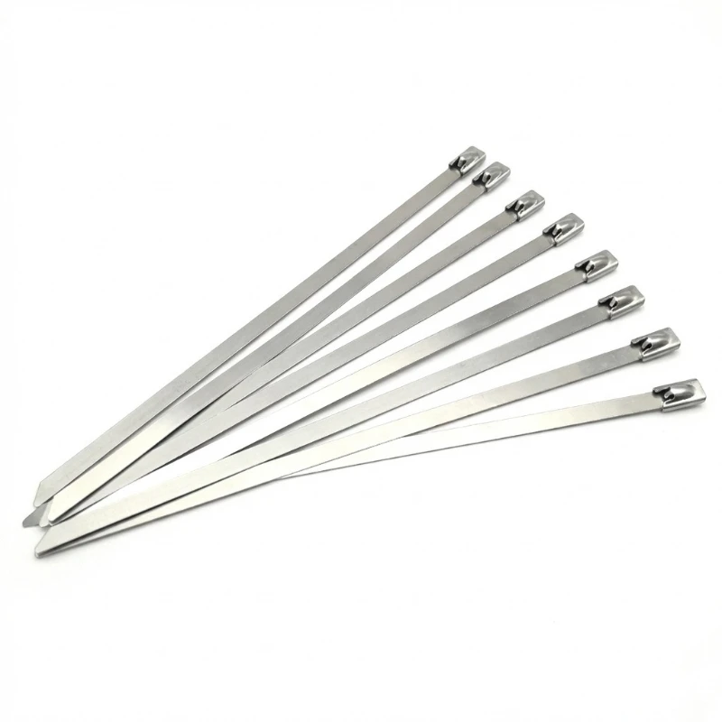 50pcs Self-Locking Stainless Steel Cable Ties Heavy Duty Heat Proof Reusable Metal Zip Ties for Exhaust Pipe Wiring Harness