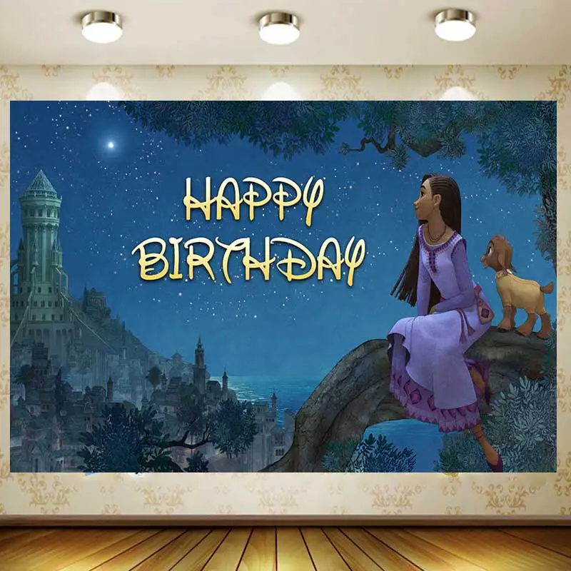 

Disney Wish Background Happy Birthday Party Supplies Kid Room Wall Decor Baby Shower Girl Backdrop Gift Custom MAGIC Banner