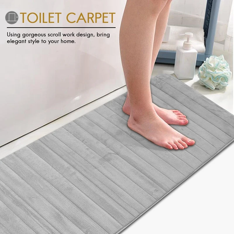 Memory Foam Soft Bath Mats - Non Slip Absorbent Bathroom Rugs Extra Large Size Runner Long Mat For Kitchen Bathroom Floors 60X16