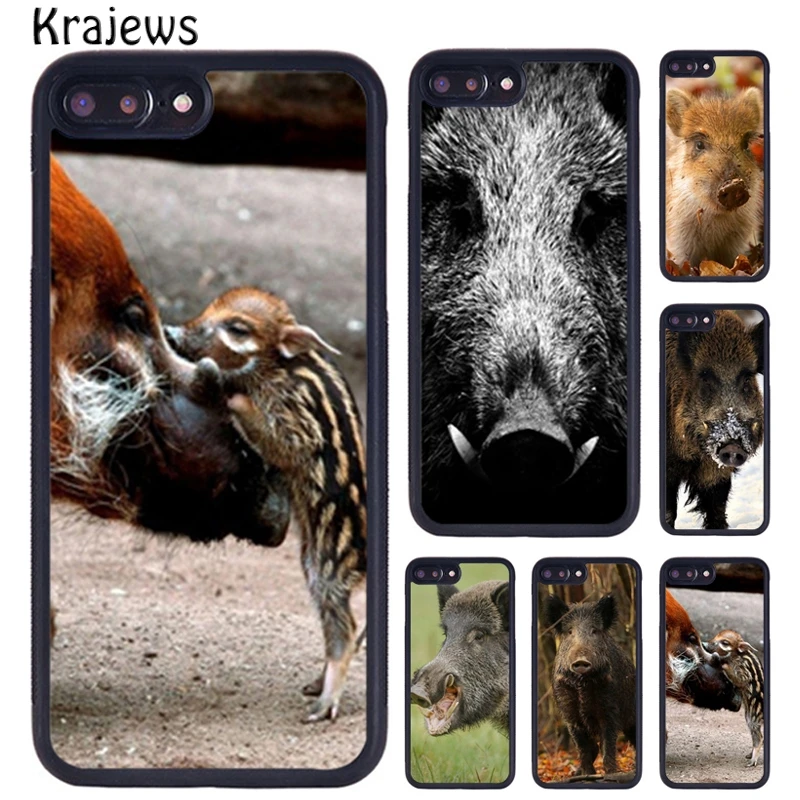 Krajews Animal Wild Boar Phone Case For iPhone 16 15 14 X XR XS 11 12 mini 13 Pro MAX Plus cover shell coque