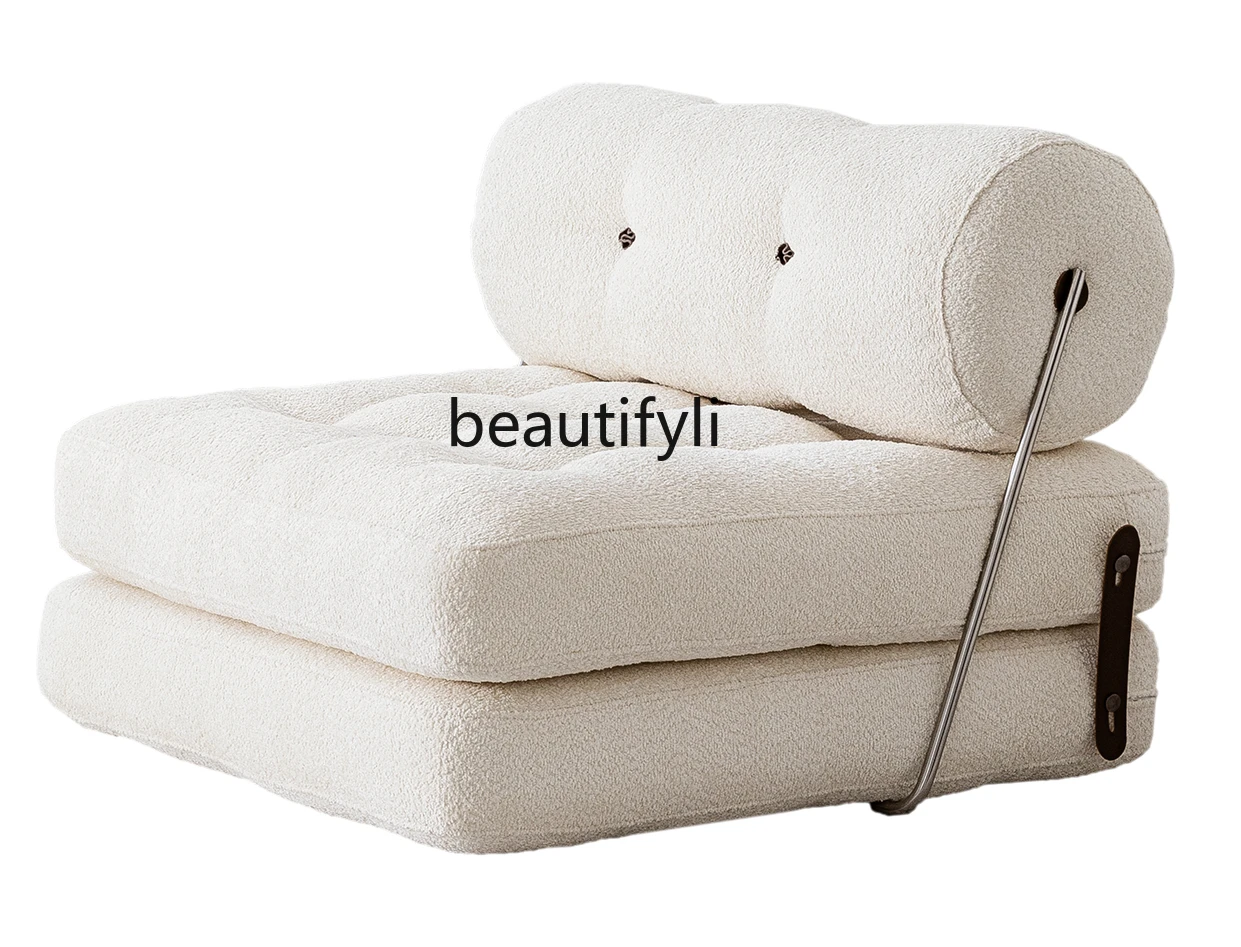 Single Sofa Classic Cream Style Alpaca Fleece/Fiber Floor Light Luxury Folding Living Room Lounge Sofa Chair