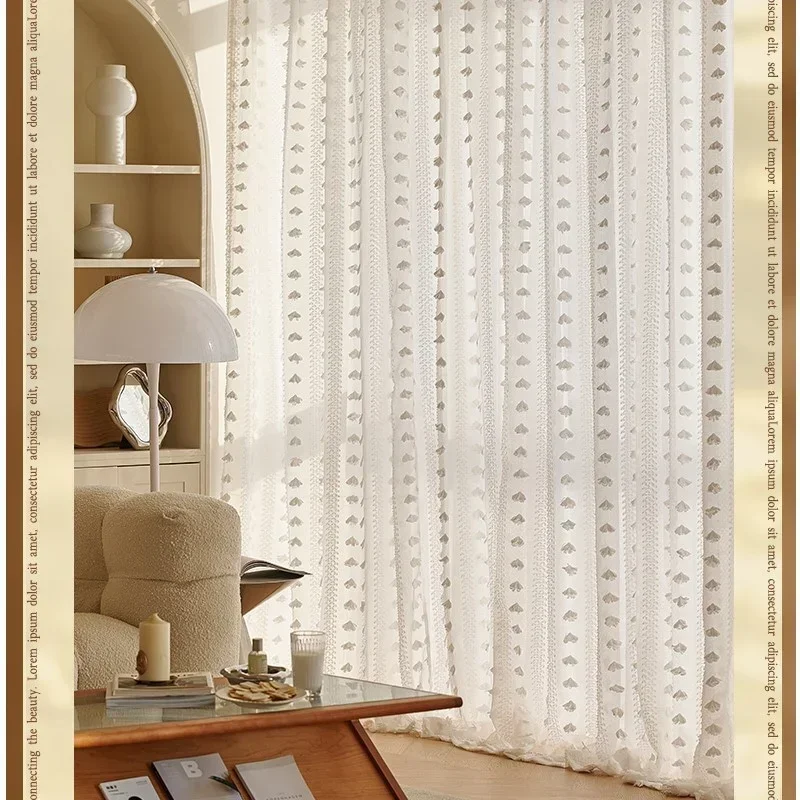 Custom Size French Luxury European Retro White Sense White Bay Window Sheer  Curtains for Living Dining Room Bedroom Windowdecor