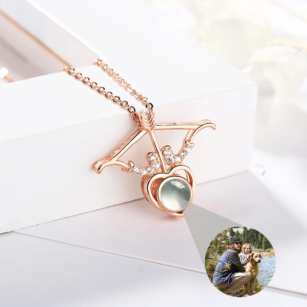 

Custom Photo Projection Photo Necklace for Women Personalized New Year Gift Archery Heart Pendant Necklace Girl Friend Jewelry