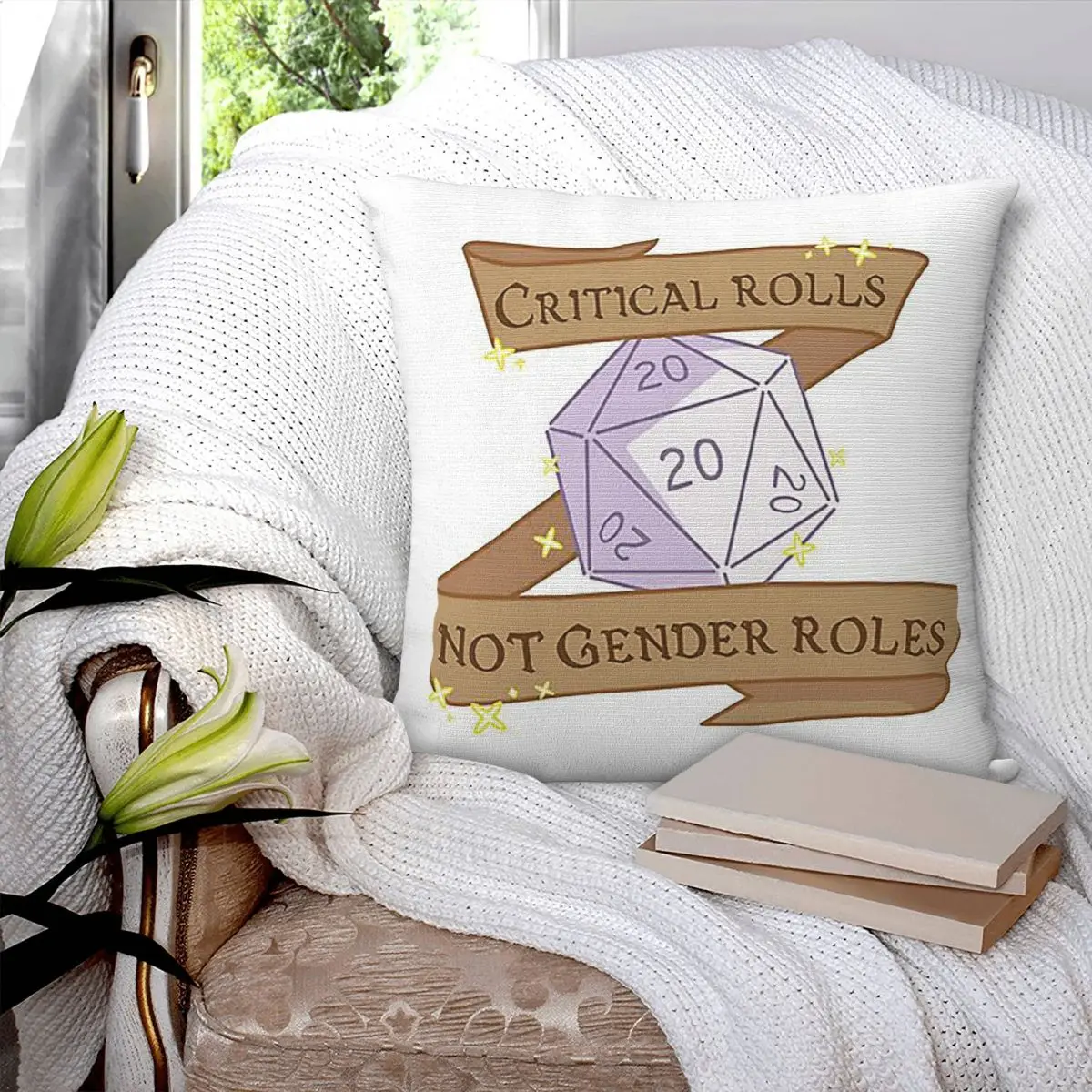 Critical Rolls Not Gender Roles Square Pillowcase Pillow Cover Polyester Cushion Decor Comfort Throw Pillow for Home Sofa