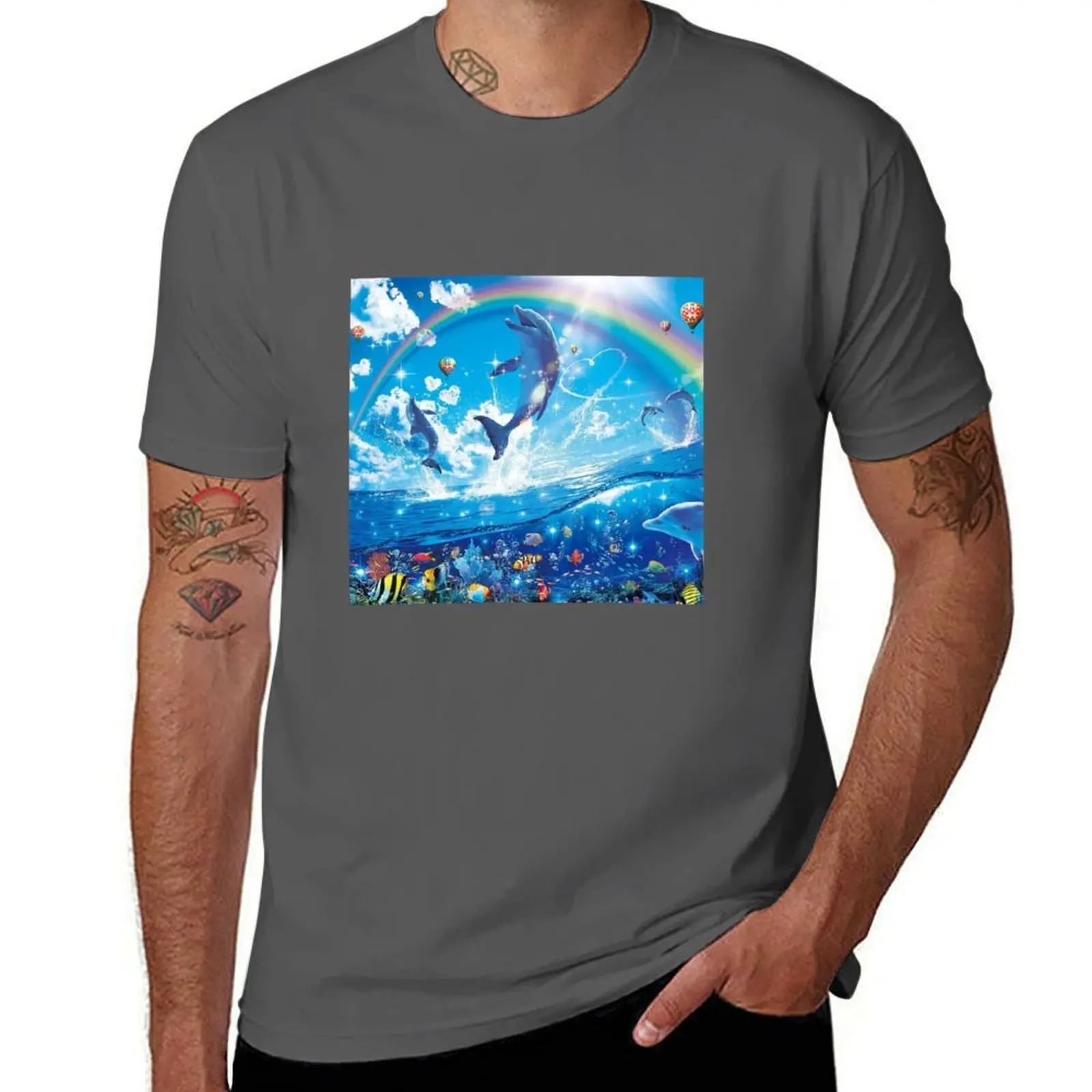 

Symphony Dolphins Frutiger Aero T-Shirt Casual Basic Short Sleeve T-Shirt