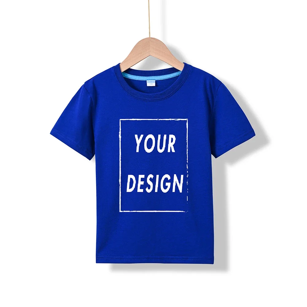 2025 Free Customized Front and Rear Logo Children's Cotton T-shirt, the Best Gift for Boys and Girls