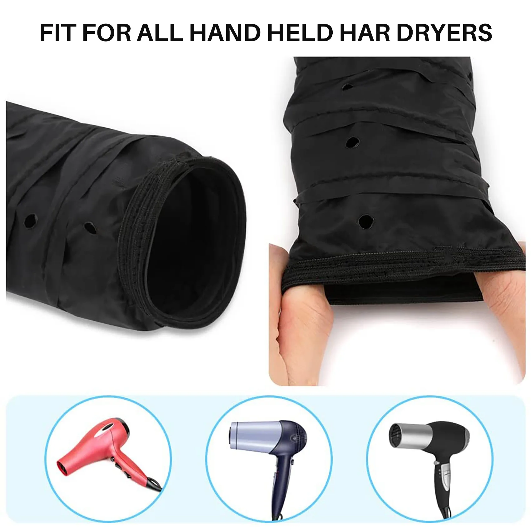 BAAO-Hood Hair Dryer Attachment- Soft, Adjustable Extra Large Hooded Bonnet For Hand Held Hair Dryer With Stretchable Grip And E