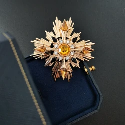 Medieval Vintage Western Antique Brooch Cross Vintage Starlight Crystal Corsage Coat Men's Luxury Suit Pin