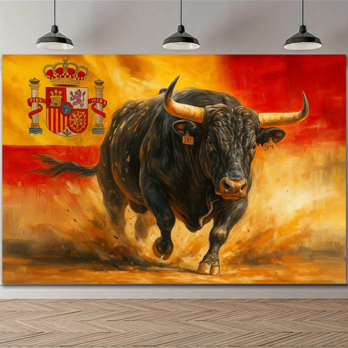 Dramatic Abstract Bull Charging Wall Art Canvas Painting Poster Decor Modern Spanish Stallion Home Decor Artwork Gift Prints