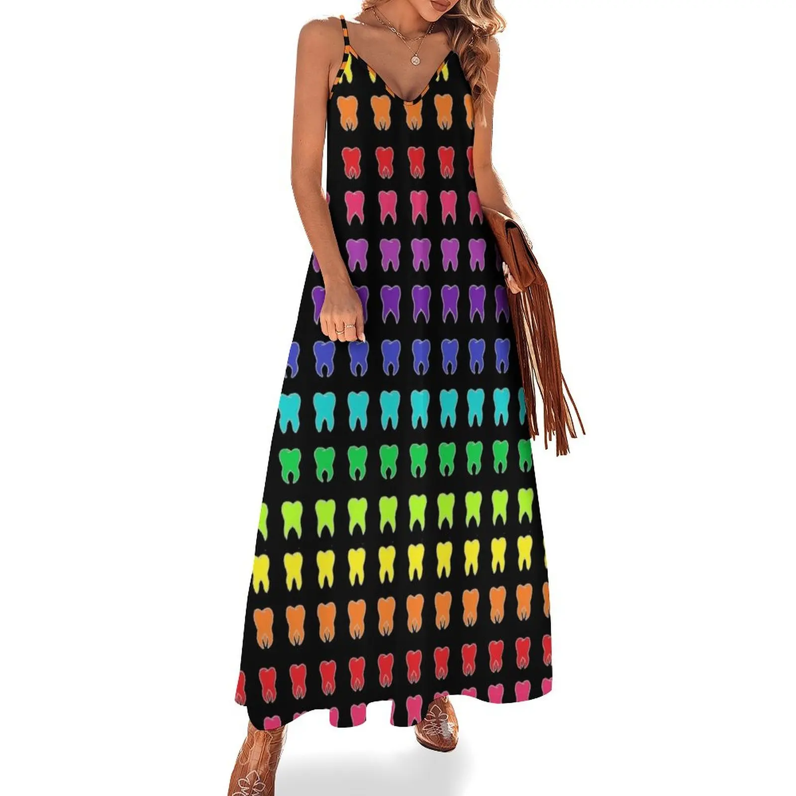 

Rainbow Teeth Sleeveless Long Dress long dress women dresses for womens 2025 dress women elegant luxury