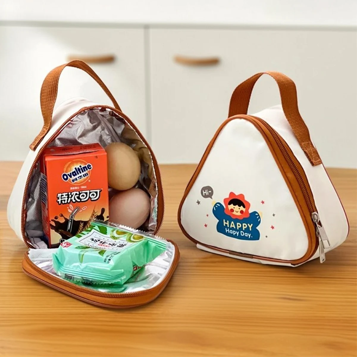 

WORTHBUY Cartoon Triangle Insulated Lunch Box Bag Mini Student Kid Food Thermal Bag Waterproof Portable Picnic Bag Cooler Bag