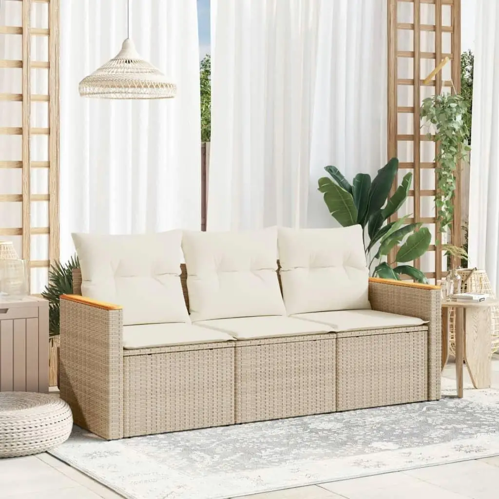 

Beige Poly Rattan Large Modular Outdoor Garden Sofa Set Comfortable Patio Furniture