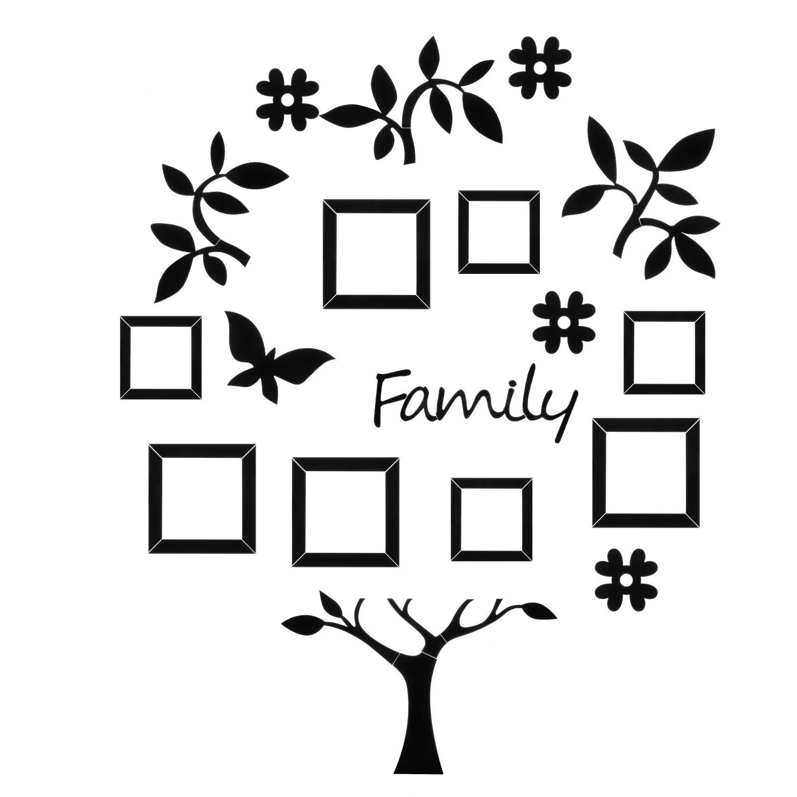 

Photo Frame Tree Decoration Home Ornament Living Room Sticker Small Wall Decal Acrylic Decorative