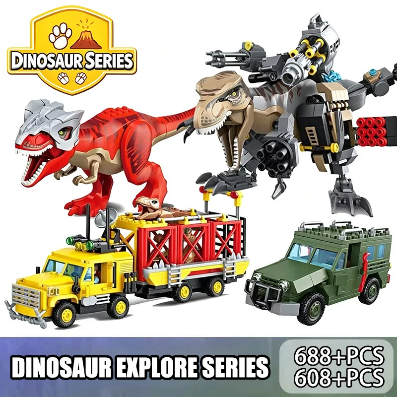 Jurassic Dinosaurier-Welt Mechanischer Tyrannosaurus Rex Baukasten Jurassic Dino Park Jagd-T-Rex Figuren MOC Bausteine Spielzeug