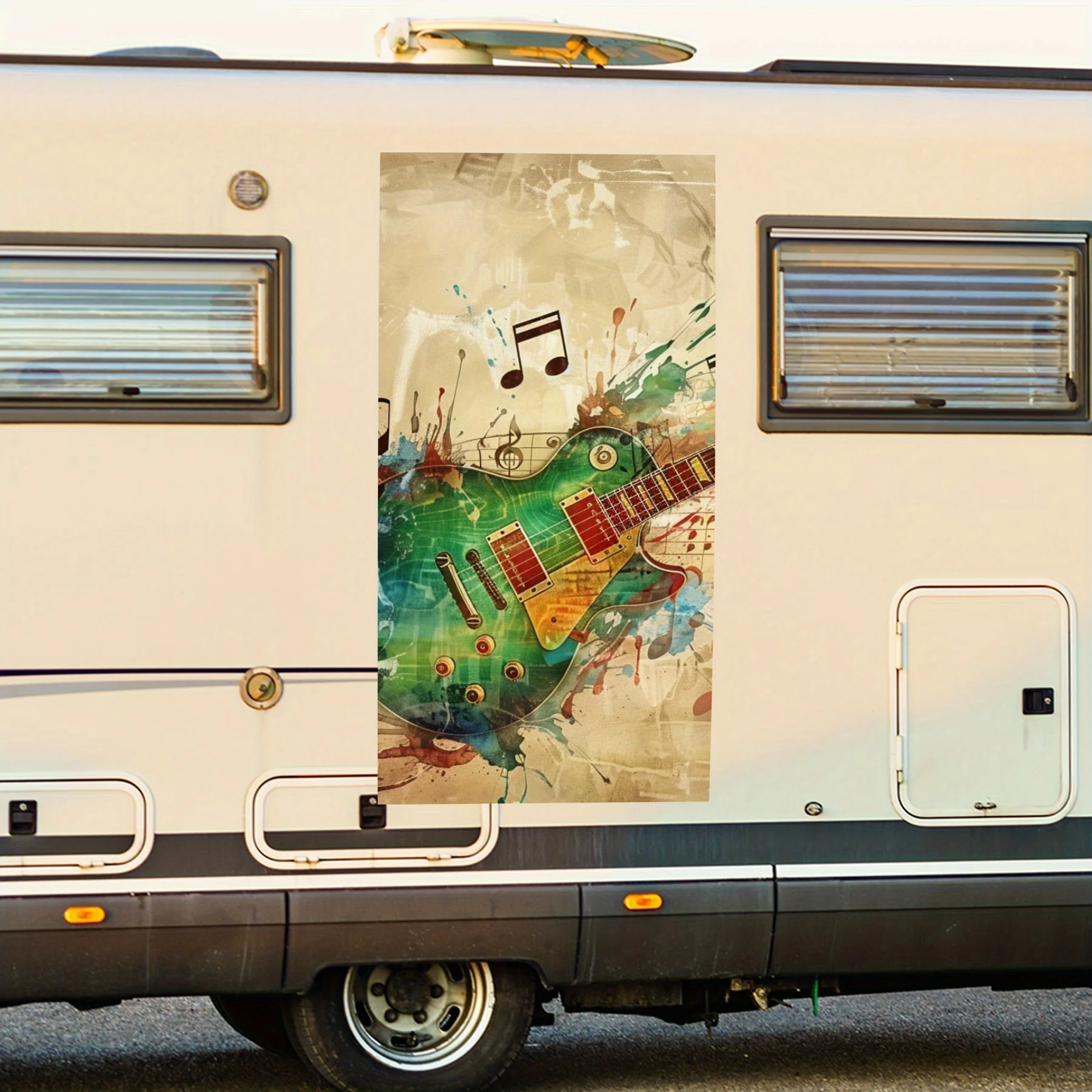 

Наклейка с нотами на гитаре, виниловая наклейка для двери автомобиля на колесах, водонепроницаемые самоклеящиеся виниловые наклейки для хвоста автомобиля и багажа
