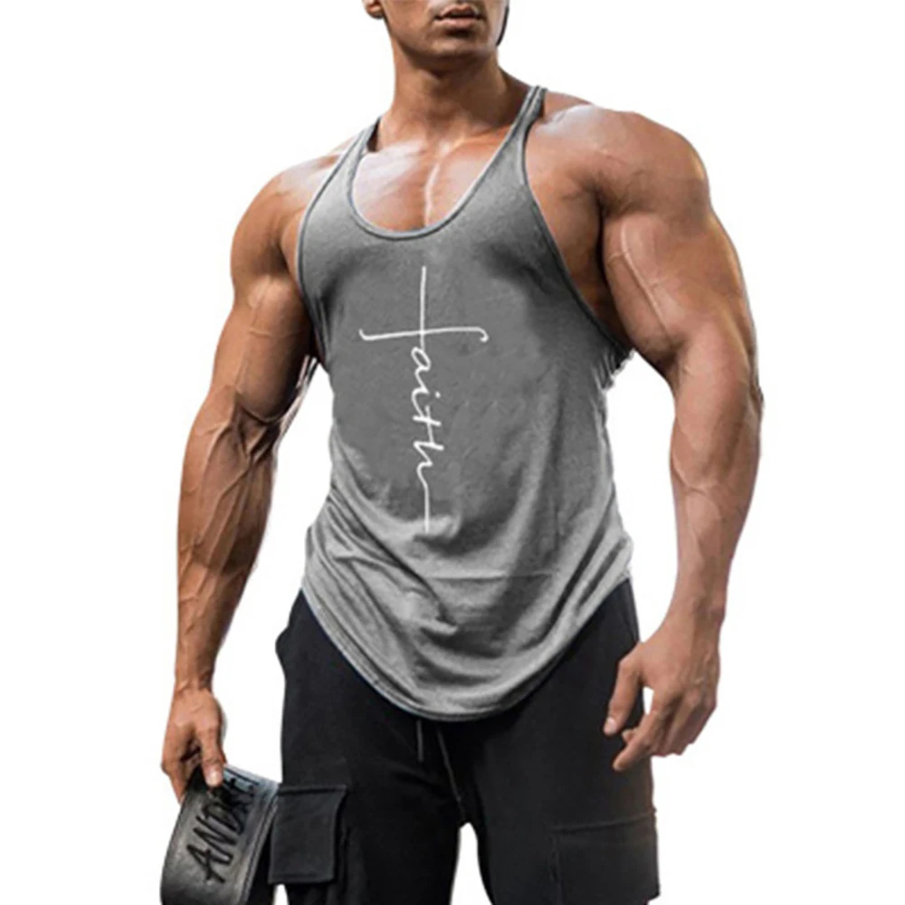 Men's Vest Tank Top Casual Christian Faith Cross Crew Neck Sleeveless Shirt For Teens Summer Gym Sports