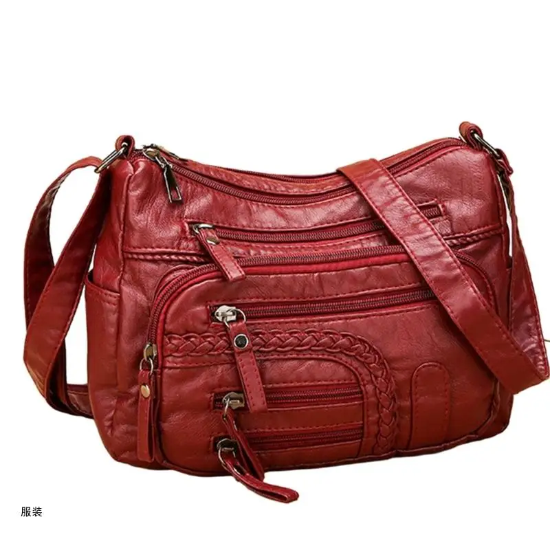 D0UD Leather Bag for Women Girl Versatile Large Capacity Shoulder Bag Solid Color Bag