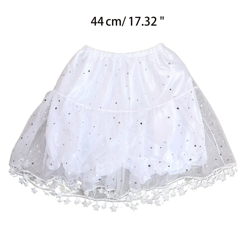 Petticoat with Bloomers Inside A-line Short Half Slips with Star Tassel Trim