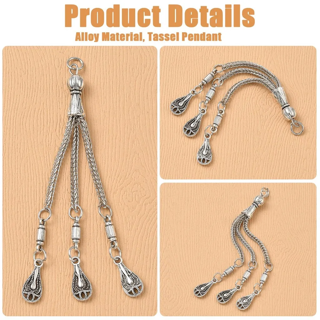 5Pcs Mixed Shape Alloy Curb Chain Tassel Charms, DIY Accessories for Bracelets and Necklaces Making view 3