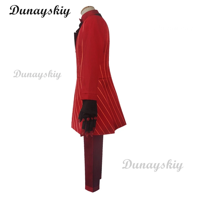 Hazbin ALASTOR Cosplay Costume pour homme adulte, uniforme d'hôtel, veste et pantalon, rouge trempé, anime, Halloween