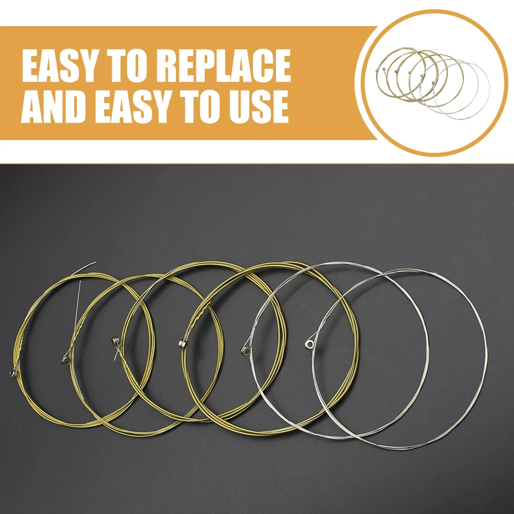 

6 Pcs Guitar Strings Acoustic Electric Brass Alloy Replacement Parts Supplies Accessories Durable Easy Install Sound Quality