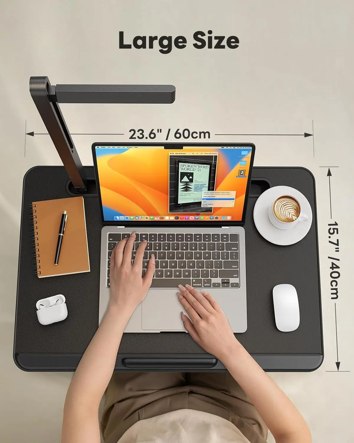 

Laptop Table with LED Desk Light, SAIJI Laptop Stand for Bed, Height Adjustments Bed Desk with Book Stand for Reading·Hot Sale