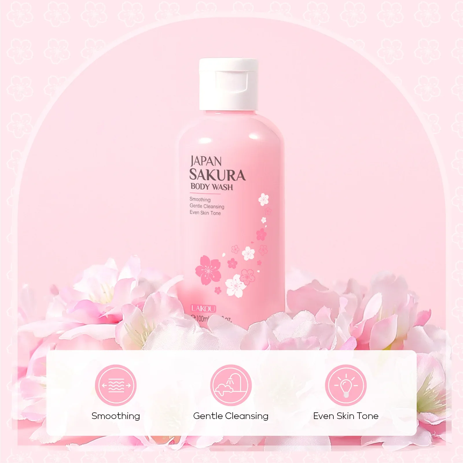 LAIKOU 100ml Sakura Body Wash Shower Gels Lotion Cherry Blossom Smooth Gentle Cleansing Fragrant Moisturizing Skin Care