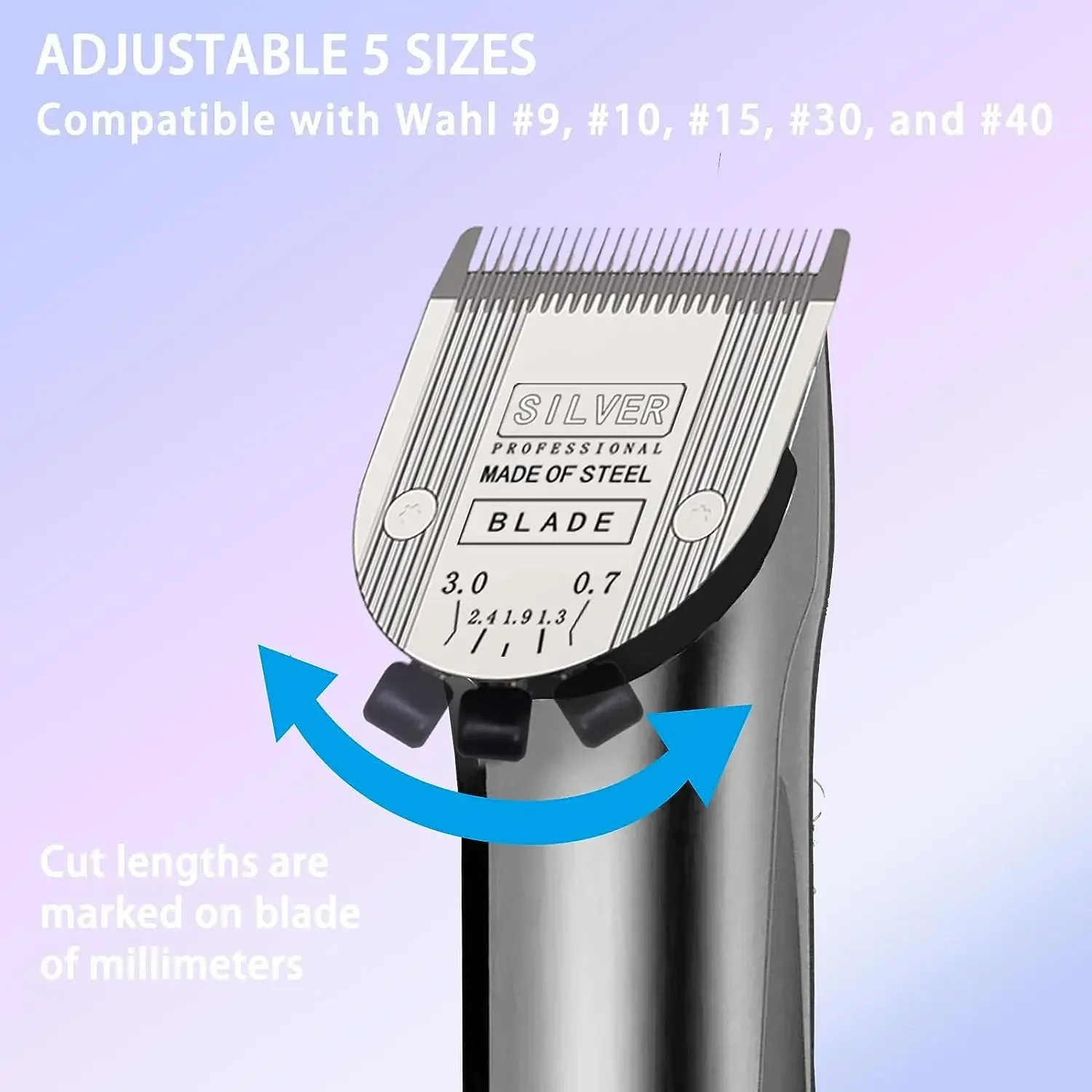 Hoja desmontable ajustable profesional 5 en 1 para perros, compatible con WAHL Arco, Bravura, Chromado, Creativa, Figura Clippers