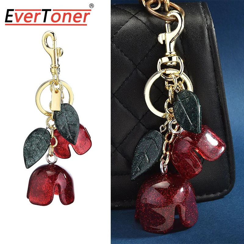 EverToner Fashionable Red Rose keychains Charm Bag pendants for women's car bags simple Rose bag Accessories